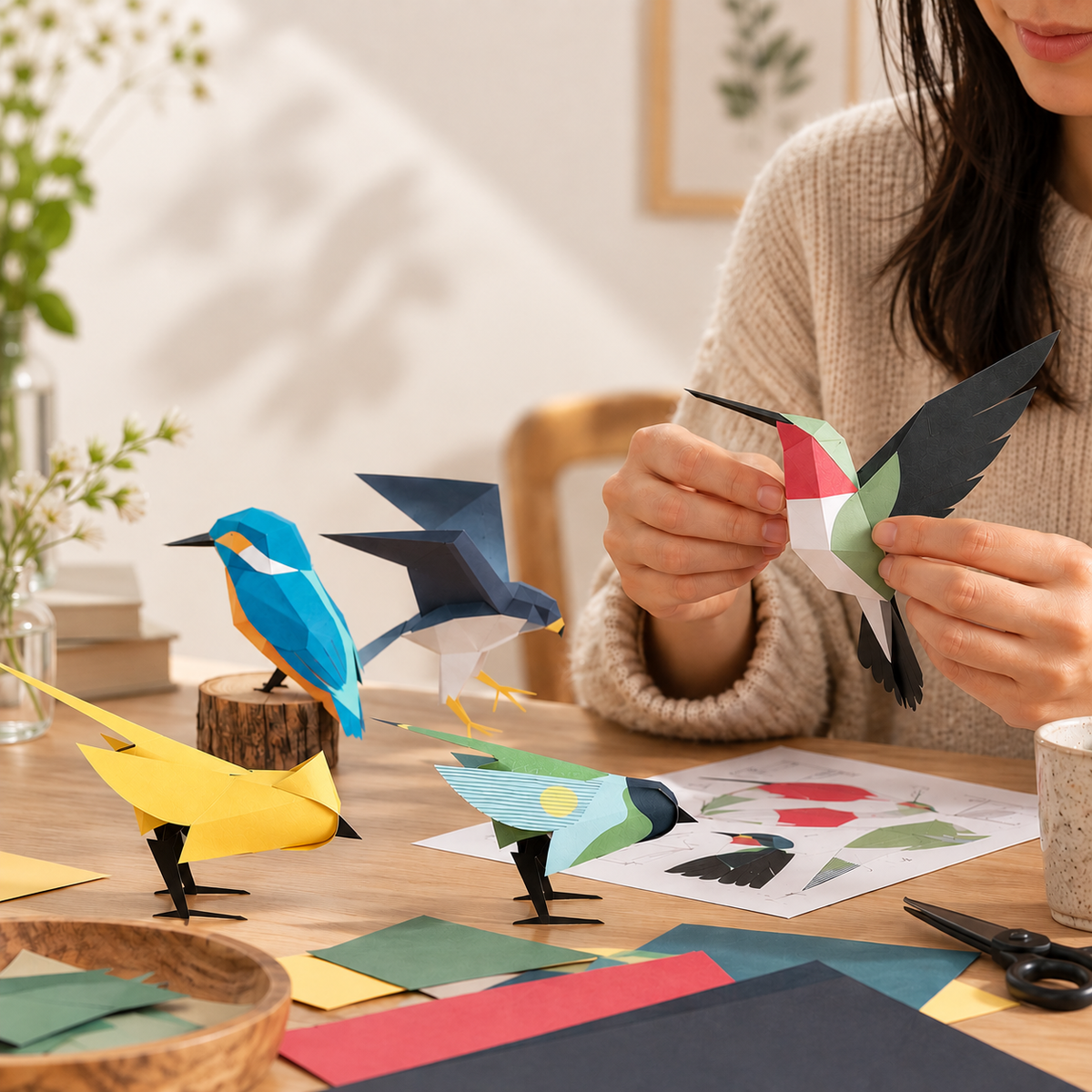 3D-Papierbasteln und Papierblumen für kleine Pausen mit den Händen