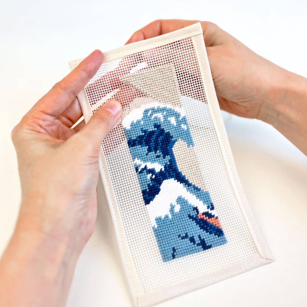 Needlepoint Lesezeichen Sticken auf Stramin Lesezeichen - The Great Wave mit Wellenmotiv