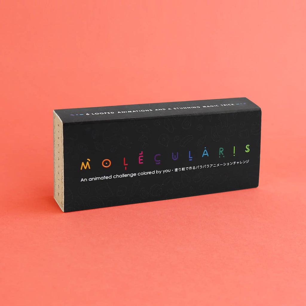 Mal-Flipbook Molecularis mit farbig gestalteter Titelseite und Daumenkino-Seiten.